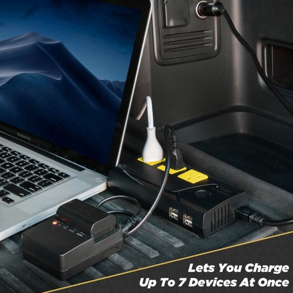 Scosche PI200PS-1 INVERT200 200W Mobile Power Inverter with 3 AC Outlets, 4 USB - Picture 3 of 16